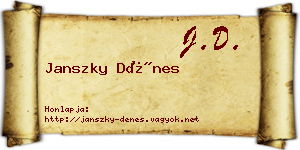 Janszky Dénes névjegykártya